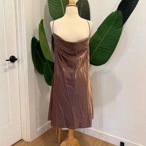 H&M Divided Brown Satin Slip Dress